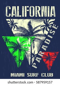 California Miami Summer T Shirt Graphic Design