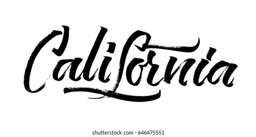 California. Modern Calligraphy Hand Lettering for Silk Screen Printing