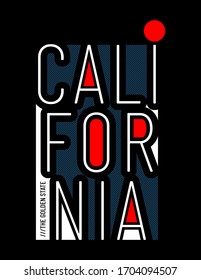 California, modern and stylish typography slogan. Colorful abstract design the lines style. Vector for print tee shirt, typography, poster and other uses. Global swatches.