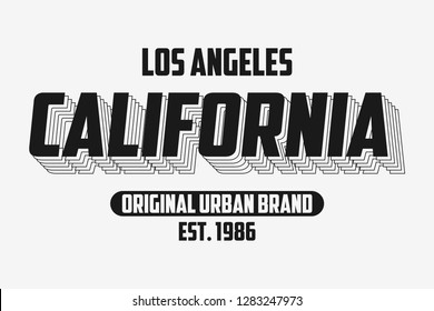 California modern typography slogan for t-shirt. Los Angeles tee shirt graphics, urban brand print. Vector illustration.