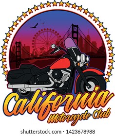 California Motorcycle Club t- shirt design, bike design, vector art 