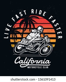 California motorcycle theme typography and illustrations , t-shirt graphics, vectors.