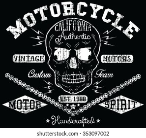 California Motorcycle  vector print and varsity. For t-shirt or other uses in vector.