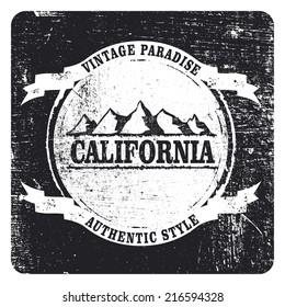 California Mountains Grunge Shield