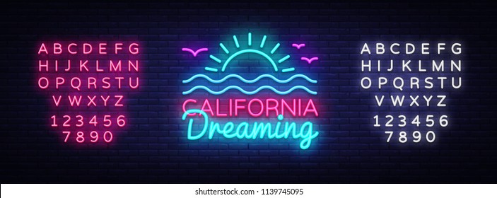 California Neon Sign Vector California Dreaming Stock Vector Royalty Free