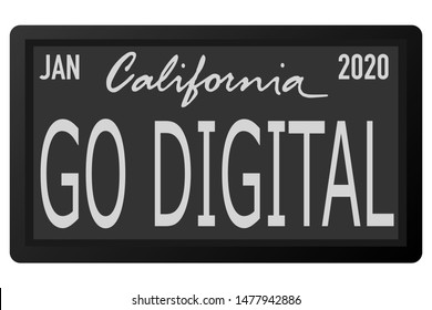 california new car digital registration plate vector illustration