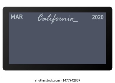 california new car digital registration plate vector illustration