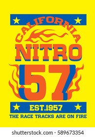 california nitro,t-shirt print poster vector illustration