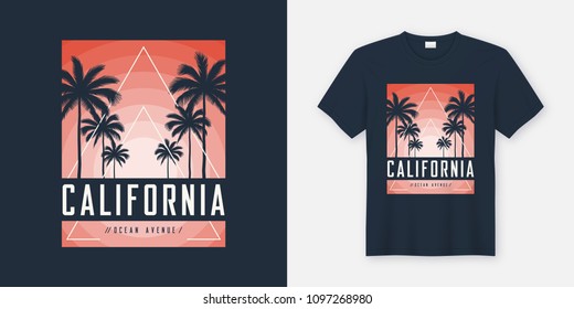 California Ocean Avenue Tshirt Apparel Design Stock Vector (Royalty ...
