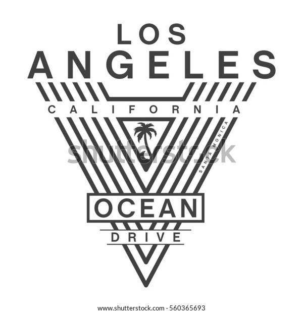 California Ocean Naped Typografii Tee Shirt Wektorowa Ilustracja Stockowa Bez Tantiem