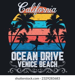 California ocean drive venice beach  ,summer t shirt, sweet summer, vacation mood t shirt design, ocean drive t-shirt design