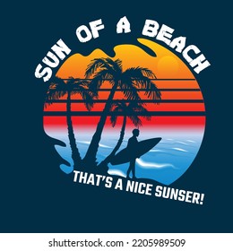 California Ocean side stylish t-shirt and apparel trendy design with palm trees silhouettes, typography, print, vector illustration. Global swatches.