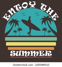 California Ocean side stylish t-shirt and apparel trendy design with palm trees silhouettes, typography, print, vector illustration. Global swatches.