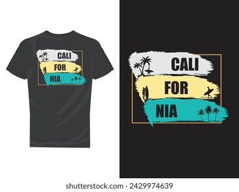 California Ocean side stylish t-shirt and apparel trendy design with palm trees silhouettes, typography, print, vector illustration. Global swatches.