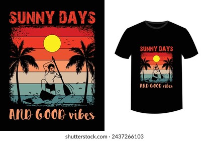 California Ocean side stylish t-shirt Summer beach and sunset Vector for and other uses