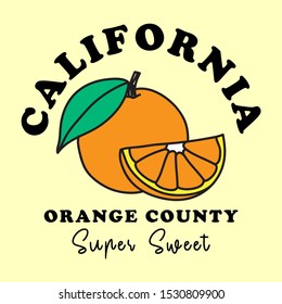 CALIFORNIA, ORANGE COUNTY, SLOGAN PRINT VECTOR