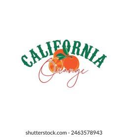 California Orange, diseño del logotipo de la fruta naranja, condado de Orange California, diseño de la camiseta de la fruta naranja, diseño impreso de la camiseta de la fruta de California, diseño del logotipo de frutas exóticas, logotipo de texto elegante de California