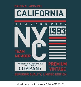 california, original apparel design for print t shirt