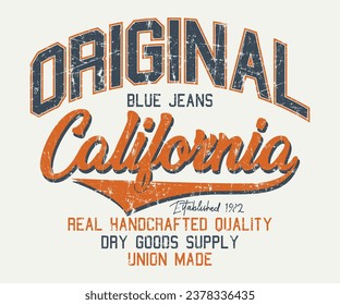 California Original Blue Jeans Editable t shirt design graphics print vector illustration for men and women