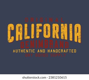 Denim original de California Marca urbana   Eslogan Diseño de camisetas editables gráficos de impresión de ilustraciones vectoriales para hombres y mujeres