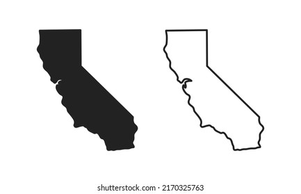 California outline state of USA. Map in black and white color options. Vector Illustration.