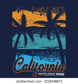 california pacific coast,tee letter typography graphic design,illustration vector art,vintage