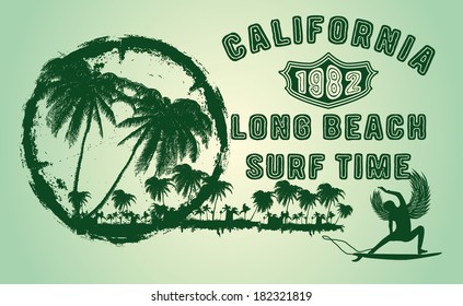california pacific surfer vector art