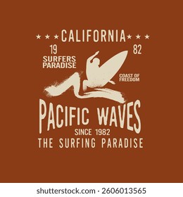 California Pacific Waves Surfing paradise t shirt vector design