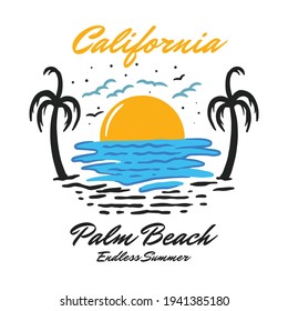 california palm beach hand drawn vector illustration