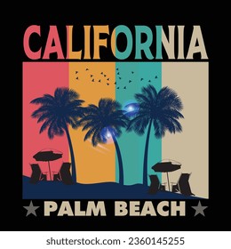 California Palm Beach illustrations with patches for t-shirts and other uses