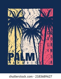 California Palm Beach Retro Tshirt Design