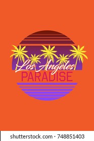 california palm tree circle design retro