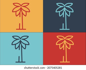 California Palm Tree Logo Template, Simple Flat Icon of california,sky,summer