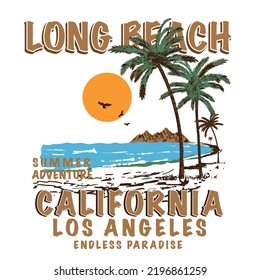 California palm tree typography, tee shirt graphics, vectors