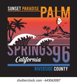 California palm typography, tee shirt graphics, illustration , vectors