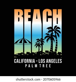 California Palms Beach Endless Summer Slogan For T-shirt Design Vector. Summer T-shirt Illustration For Print And Clothing.