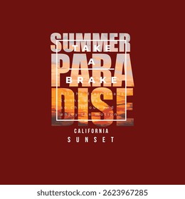 california paradise summer typography lettering vector design