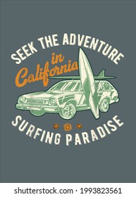 California Paradise Surfing Vintage Retro Surfer Surf Gift design vector illustration for use in design and print poster canvas