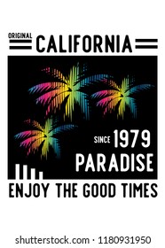 california paradise,t-shirt design vector illustration
