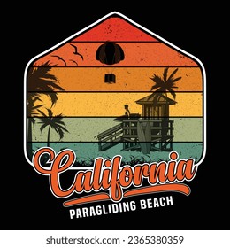 california paragliding beachillustrations with patches for t-shirts and other uses