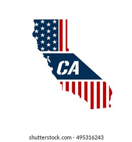 California Patriotic Map. Vector Graphic Design Illustration