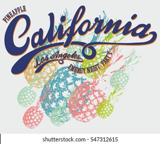 California Pinapple Party Graphic Design Vector Art