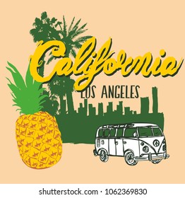 California pineapple graphic design vector art