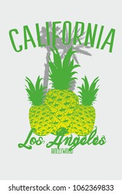 California pineapple graphic design vector art