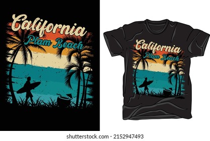 California Plam Beach Summer T-shirt Design Vector Eps 