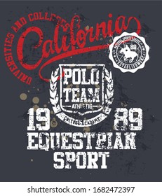 California polo sports graphic design vector art