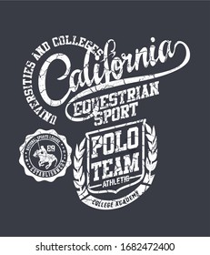 California polo sports graphic design vector art
