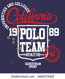 California polo sports graphic design vector art