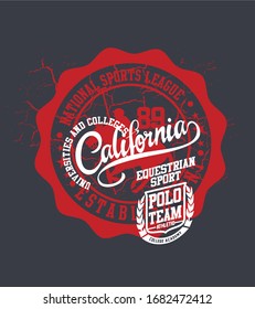California polo sports graphic design vector art
