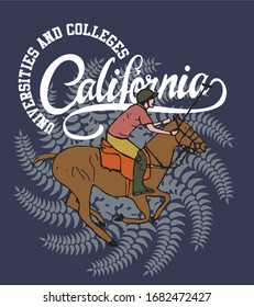 California polo sports graphic design vector art